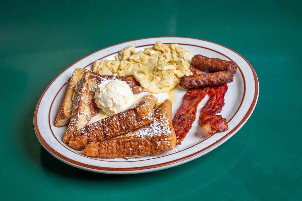 Printed menu featuring Mexican breakfast and comfort food.